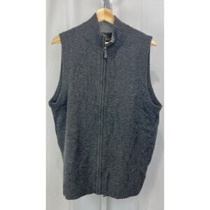 NWT PAOLO MONDO 100% Cashmere Full Zip Sweater Vest Sleeveless Gray Size M
